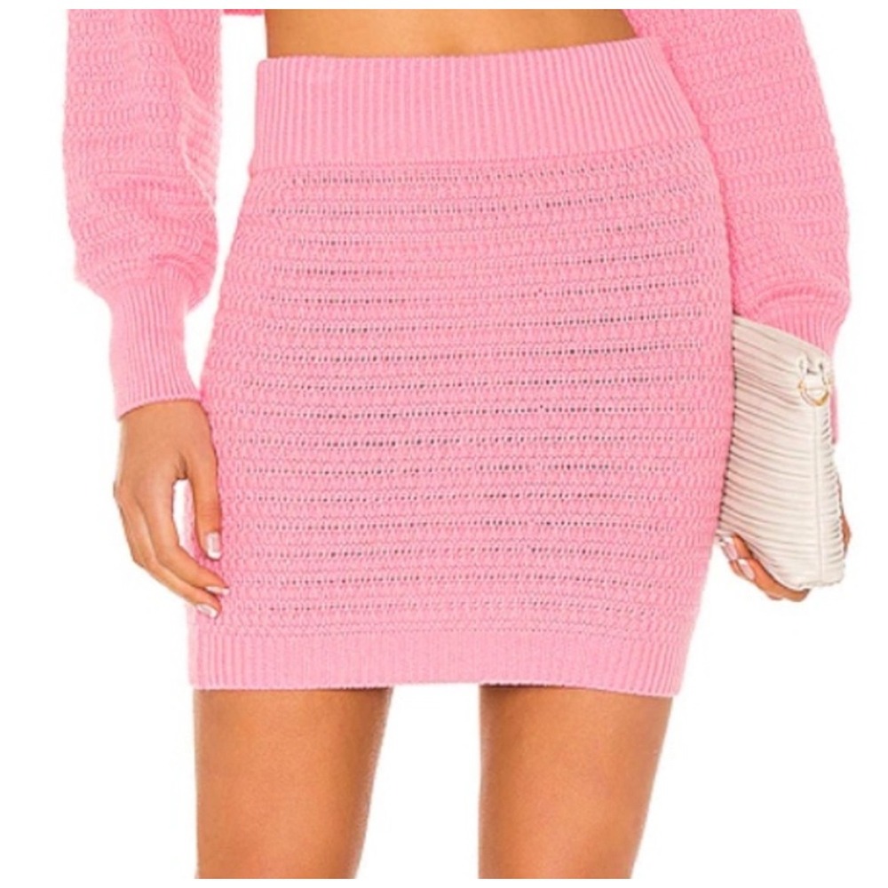 Majorelle Rhea Pink Knit Mini Sweater Skirt  XS Revolve Balletcore Date Feminine